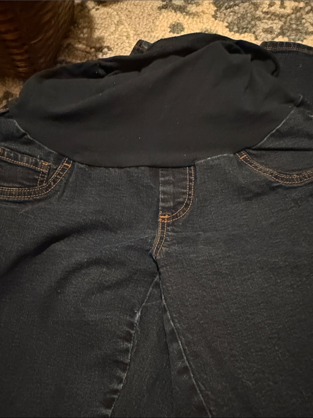 Indigo Blue Women's Maternity Dark Navy Jeans with Stretch Panel